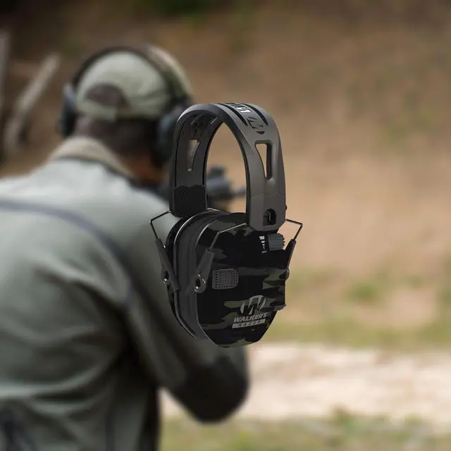Alt view image 6 of 7 - Walker's Game Ear Razor Slim Electronic Lightweight Shooting Hunting Range Hearing Protection Muffs Glasses Bundle