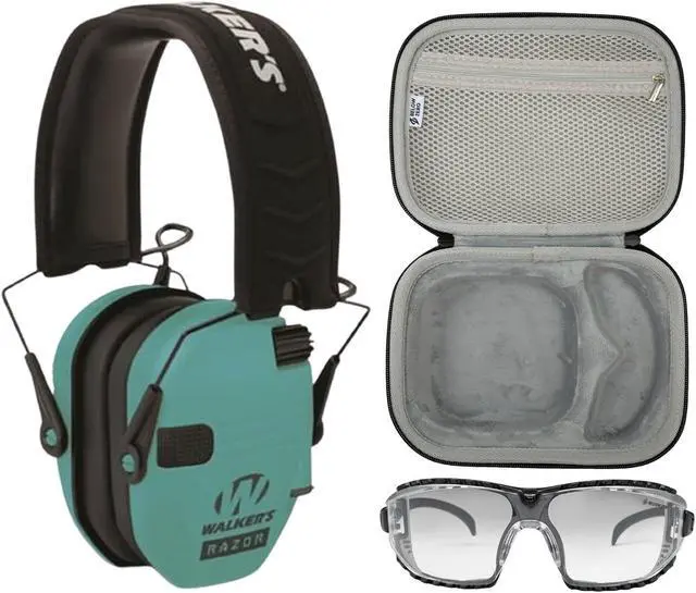 Main image of Walker's Game Ear Razor Slim Electronic Lightweight Shooting Hunting Range Hearing Protection Muffs Glasses Bundle