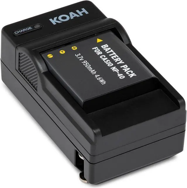 Alt view image 7 of 7 - Koah Rechargeable Battery and Charger Kit for Casio NP-40 and Kodak LB-060