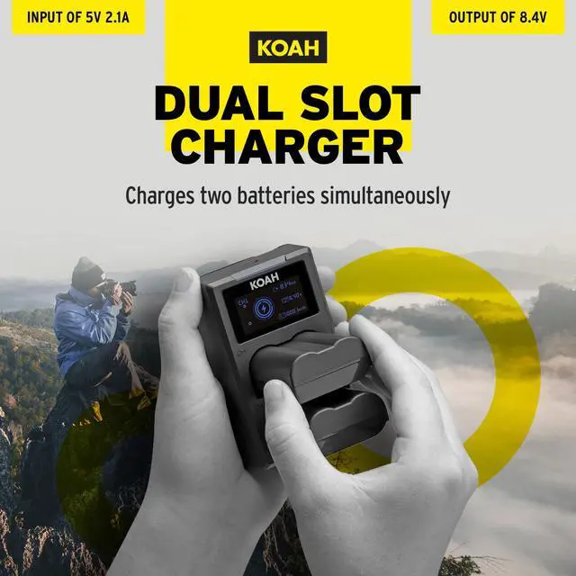 Alt view image 2 of 7 - Koah Rechargeable 2250mAh Battery for Nikon EN-EL15c (2-Pk) and LCD Dual Charger