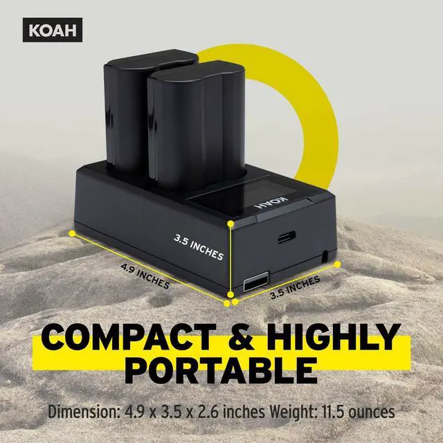 Alt view image 4 of 7 - Koah Rechargeable 2250mAh Battery for Nikon EN-EL15c (2-Pk) and LCD Dual Charger