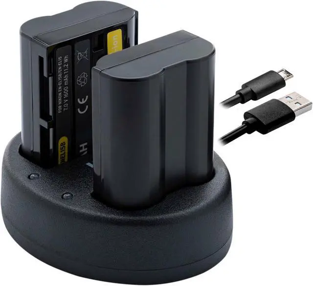 Alt view image 2 of 7 - Koah Battery (2-Pack) and Dual Charger for Nikon EN-EL15B