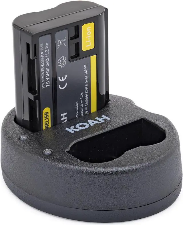 Alt view image 7 of 7 - Koah Battery (2-Pack) and Dual Charger for Nikon EN-EL15B