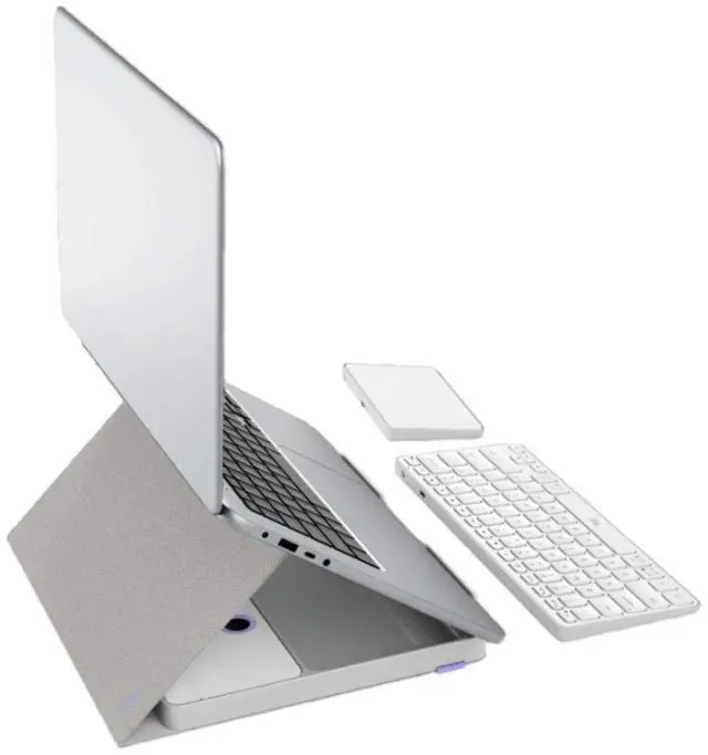 Alt view image 6 of 9 - Logitech Casa Pop Up Desk Work From Home Kit with Laptop Stand, Wireless Keyboard & Touchpad, Bluetooth, USB C Charging, for Laptop/MacBook (10? to 17?) - Windows, macOS, ChromeOS - Nordic Calm