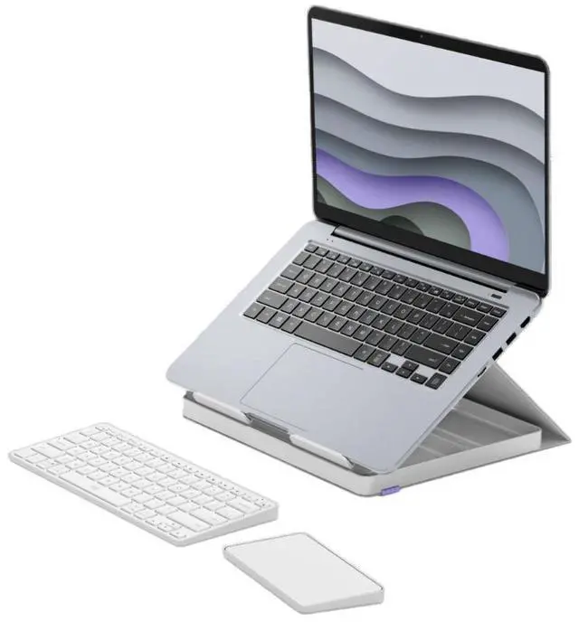 Alt view image 8 of 9 - Logitech Casa Pop Up Desk Work From Home Kit with Laptop Stand, Wireless Keyboard & Touchpad, Bluetooth, USB C Charging, for Laptop/MacBook (10? to 17?) - Windows, macOS, ChromeOS - Nordic Calm