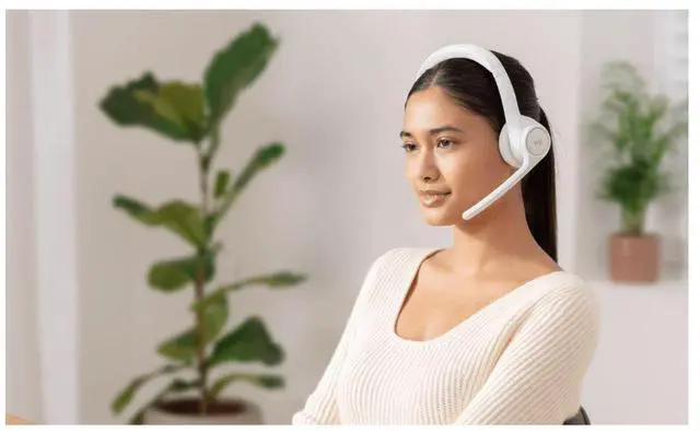Alt view image 13 of 14 - Logitech Zone 300 Wireless Bluetooth Headset With Noise-Canceling Microphone, Compatible with Windows, Mac, Chrome, Linux, iOS, iPadOS, Android (Off-white