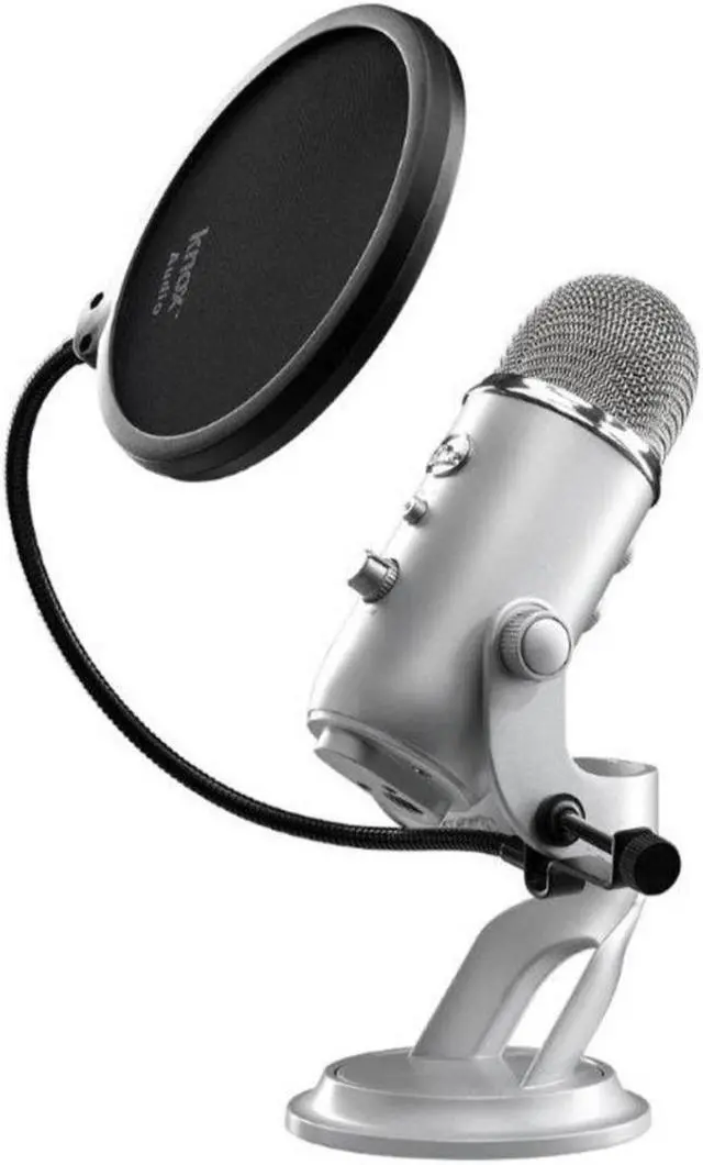 Alt view image 5 of 7 - Blue Microphone Yeti USB Mic (Silver) with Knox Gear Pop Filter and USB Hub