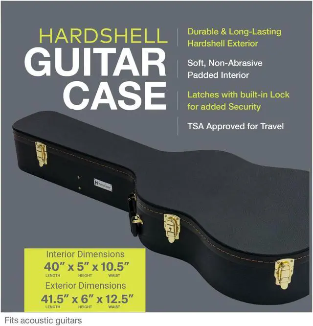 Alt view image 3 of 7 - Knox KN-GC02 39" Hard Shell Guitar Case w/ Gold Hardware