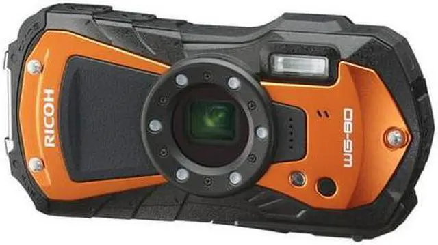 Alt view image 5 of 11 - Ricoh WG-80 Orange Waterproof Digital Camera Shockproof Freezeproof Crushproof