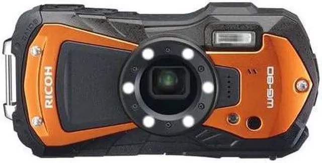Alt view image 9 of 11 - Ricoh WG-80 Orange Waterproof Digital Camera Shockproof Freezeproof Crushproof