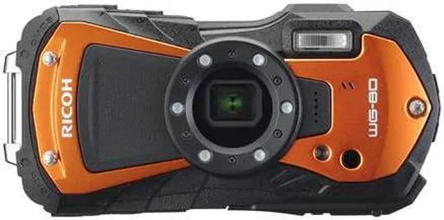 Alt view image 8 of 11 - Ricoh WG-80 Orange Waterproof Digital Camera Shockproof Freezeproof Crushproof