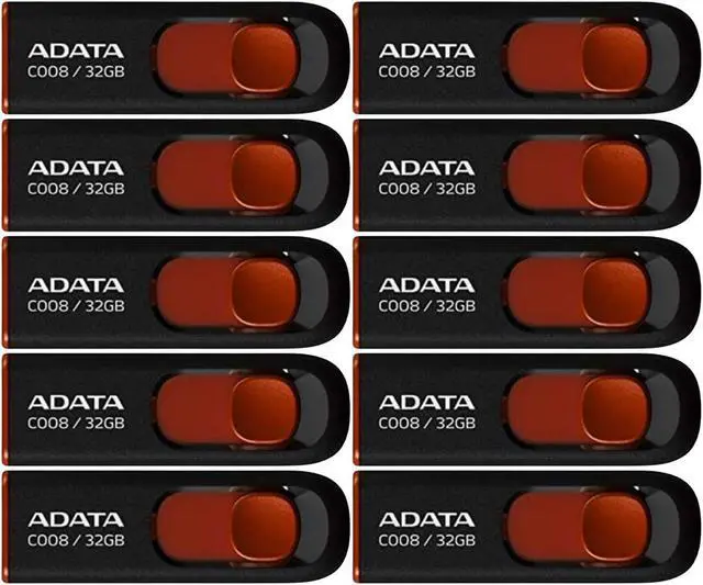 Main image of ADATA 32GB USB 2.0 Retractable Capless Flash Drive (Red, 10-Pack)