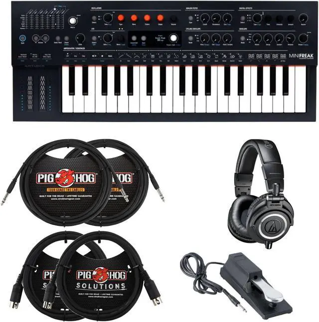 mini Arturia MiniFreak 37-Key Synthesizer with M50x Headphones, Pedal