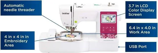 Alt view image 5 of 7 - Brother Elite PE545 3.7-Inch Touch Display Embroidery Machine with Sewing Bundle