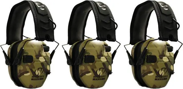 Main image of Walker's Razor Slim Electronic Shooting Muffs 3-Pack (Multi Cam Camo Tan)