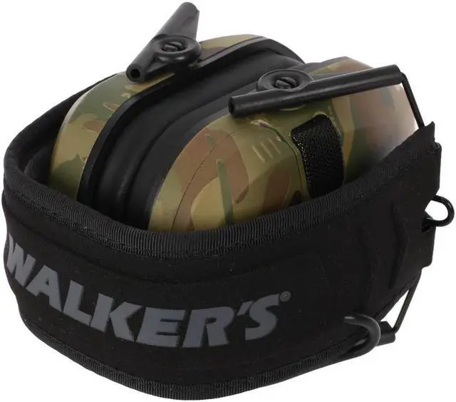 Alt view image 5 of 7 - Walker's Razor Slim Electronic Hearing Protection Muff (Camo Tan) with Safety Glasses Case Bundle