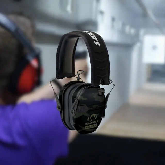 Alt view image 7 of 7 - Walker's Game Ear Razor Slim Electronic Lightweight Shooting Hunting Range Hearing Protection Muffs Glasses Bundle