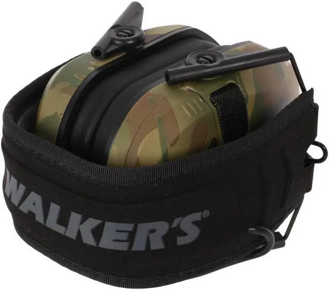 Alt view image 5 of 7 - Walkers Razor Slim Electronic Muff (Tan Camo) with Case and Shooting Glasses