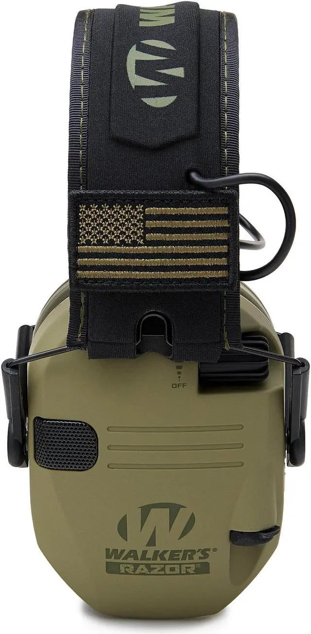 Alt view image 5 of 6 - Walkers Game Ear Razor Muffs (American Patriot/OD Green) with Protective Case