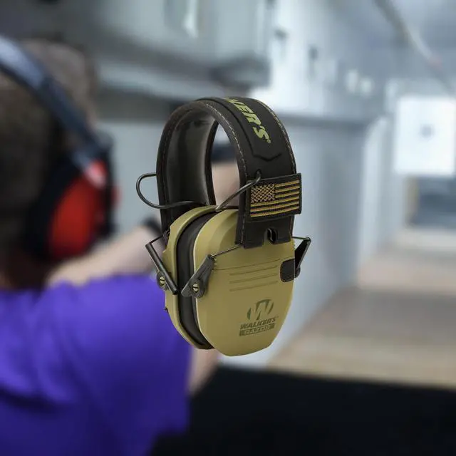 Alt view image 7 of 7 - Walker's Game Ear Razor Slim Electronic Lightweight Shooting Hunting Range Hearing Protection Muffs Glasses Bundle