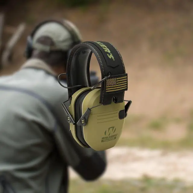 Alt view image 6 of 7 - Walker's Game Ear Razor Slim Electronic Lightweight Shooting Hunting Range Hearing Protection Muffs Glasses Bundle