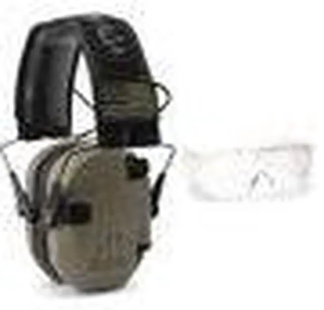 Alt view image 3 of 7 - Walker's Razor Slim Electronic Muffs (FDE Patriot) with Shooting Glasses
