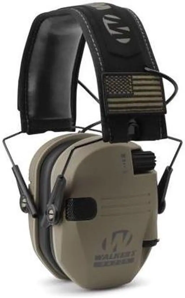 Alt view image 4 of 7 - Walker's Razor Slim Electronic Muffs (FDE Patriot) with Shooting Glasses