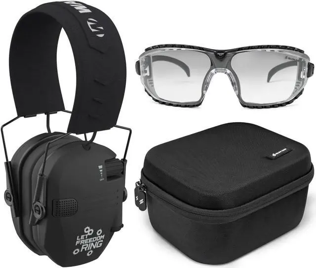 Main image of Walker's Game Ear Razor Slim Electronic Lightweight Shooting Hunting Range Hearing Protection Muffs Glasses Bundle