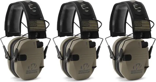 Main image of Walker's Razor Slim Electronic Shooting Muffs 3-Pack (Flat Dark Earth FDE)
