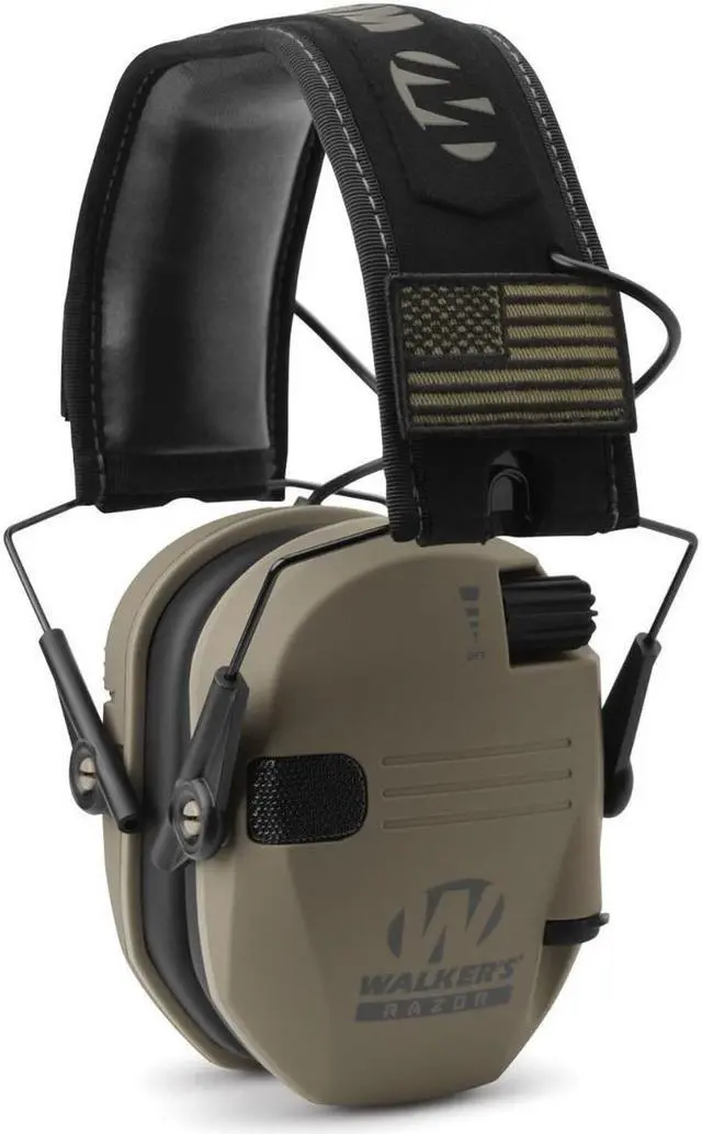 Alt view image 2 of 5 - Walkers Razor Slim Electronic Muffs (FDE Patriot, 2-Pack) with Walkie Talkies