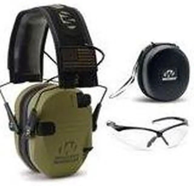 Alt view image 3 of 7 - Walkers Razor Slim Electronic Muff (USA Green) with Case and Shooting Glasses