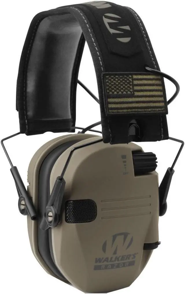 Alt view image 2 of 3 - Walkers Game Ear Razor Muffs (FDE Patriot) with Protective Case