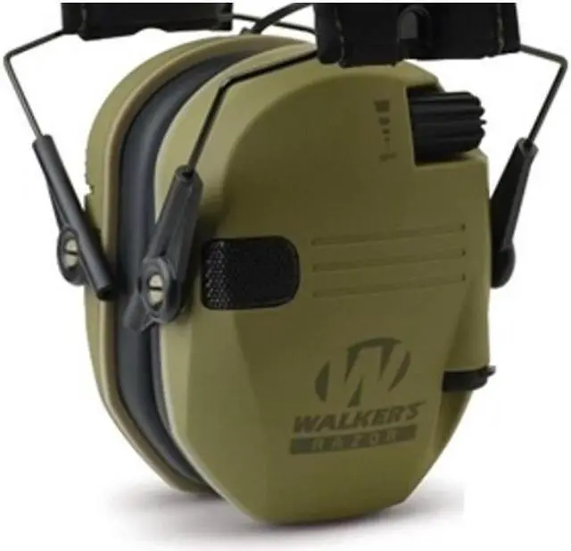 Alt view image 4 of 4 - Walker's Razor Slim Electronic Shooting Muffs 4-Pack, OD Green - American Flag