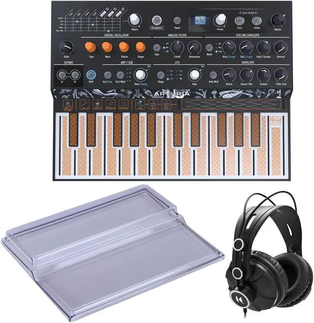 Main image of Arturia MicroFreak Hybrid Synthesizer with Decksaver Cover and Closed-Back Studio Headphones