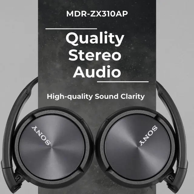 Alt view image 2 of 7 - Sony MDR-ZX310AP ZX Series Stereo Headset (Black) with Headphone Case bundle