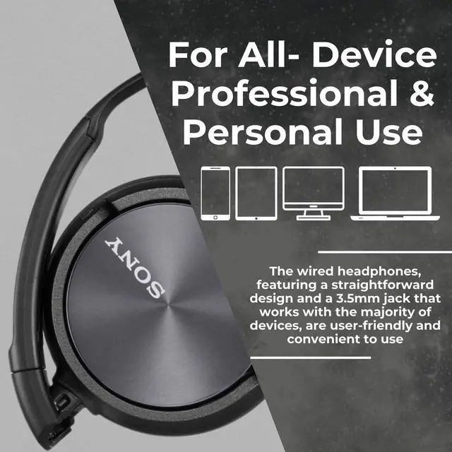 Alt view image 5 of 7 - Sony MDR-ZX310AP ZX Series Stereo Headset (Black) with Headphone Case bundle