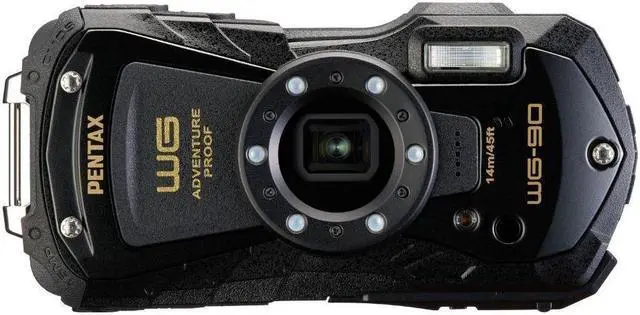 Alt view image 2 of 6 - PENTAX WG-90 Compact Camera, Black w. Accessory Cleaning Kit Bag and SanDisk 64GB Ultra SDXC UHS-I Memory Card