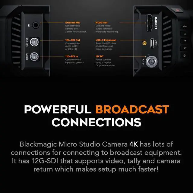 Alt view image 4 of 6 - Blackmagic Design Micro Studio Camera 4K G2 with LP-E6 battery and Impact-Proof Watertight and Dustproof Hard Carry Case bundle