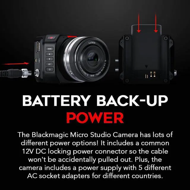 Alt view image 6 of 6 - Blackmagic Design Micro Studio Camera 4K G2 with LP-E6 battery and Impact-Proof Watertight and Dustproof Hard Carry Case bundle