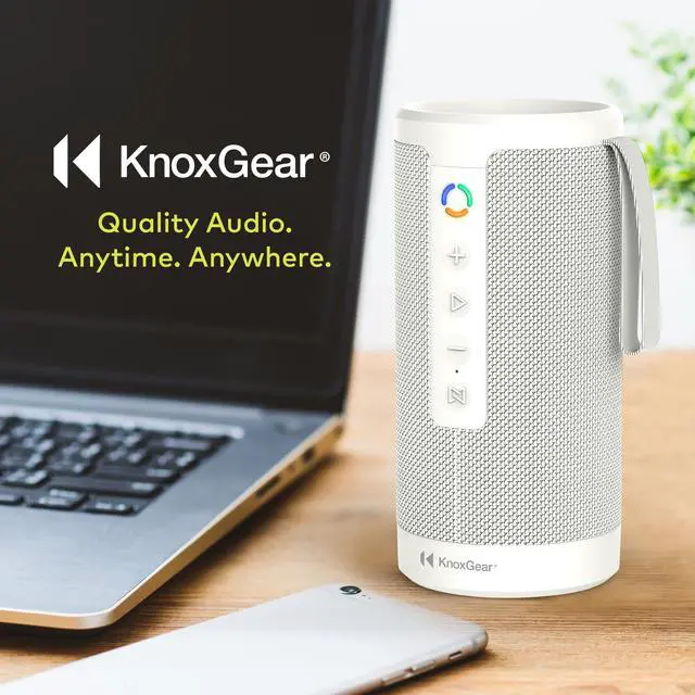 Alt view image 7 of 7 - Knox Gear Beatnik Portable Bluetooth Speaker IPX5 Waterproof Speaker (White)
