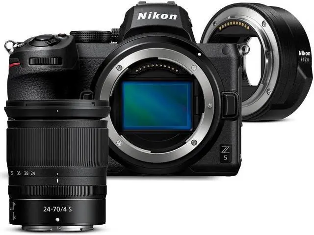 Main image of Nikon Z 5 FX-format Mirrorless Camera Body with Nikon NIKKOR Z 24-70mm f/4 S Lens and FTZ II Mount Adapter bundle