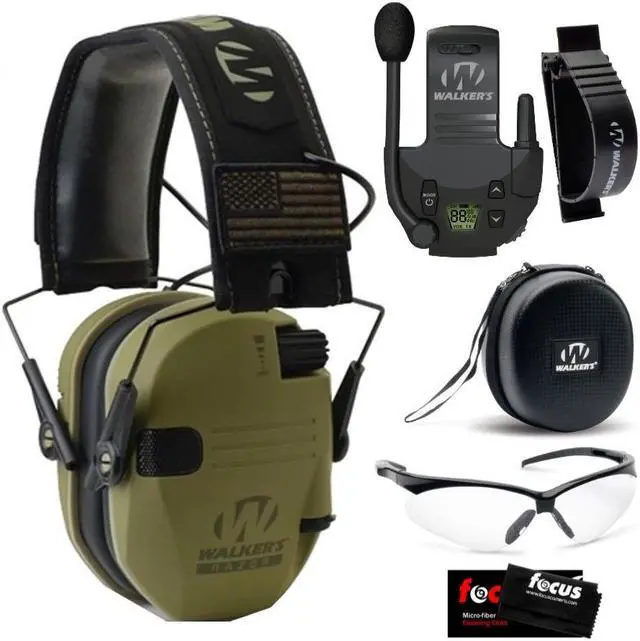 Main image of Walker's Razor Slim Electronic Hearing Protection BUNDLE, Green Patriot