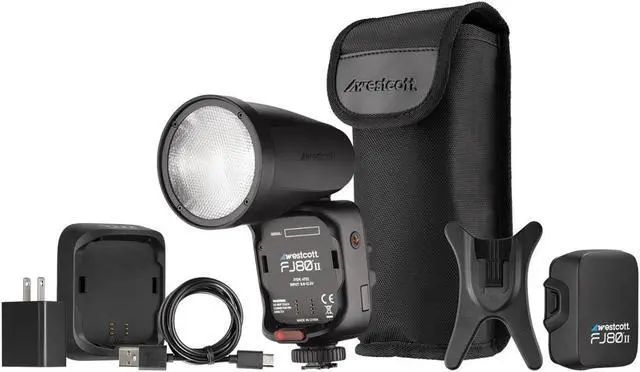 Alt view image 7 of 7 - Westcott FJ80 II S Touchscreen 80Ws Speedlight with ProGrip 2 Handheld Mount