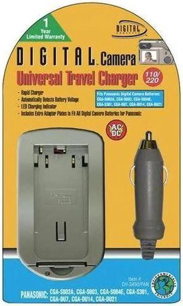 Alt view image 2 of 2 - Sakar CH3400P Universal Travel Battery Charger for Panasonic Batteries