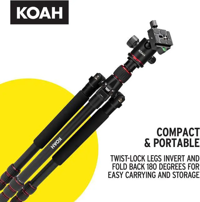 Alt view image 3 of 7 - KOAH Perihelion Professional 5' Camera Tripod with 360-Degree Ball Head