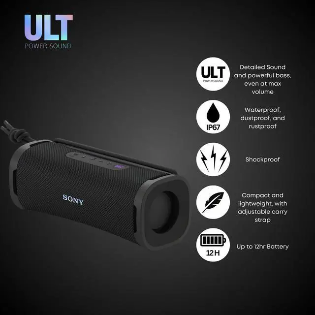 Alt view image 3 of 7 - Sony ULT FIELD series Speaker - SRSULT10/B (Black) with Hardshell Travel & Protective Case bundle