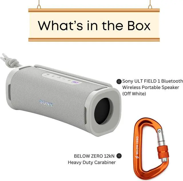 Alt view image 7 of 7 - Sony ULT FIELD series Speaker - SRSULT10/B (White) with Heavy Duty Carabiner bundle