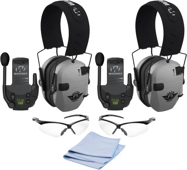 Main image of Walkers Razor Electric Slim (Grey) Earmuffs with Walkie Talkies (2-Pack)