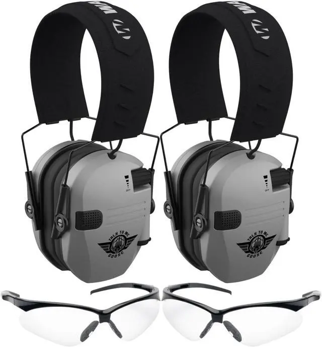 Main image of Walkers Razor Electric Slim Earmuffs (Gray) and Protective Glasses (2-Pack)