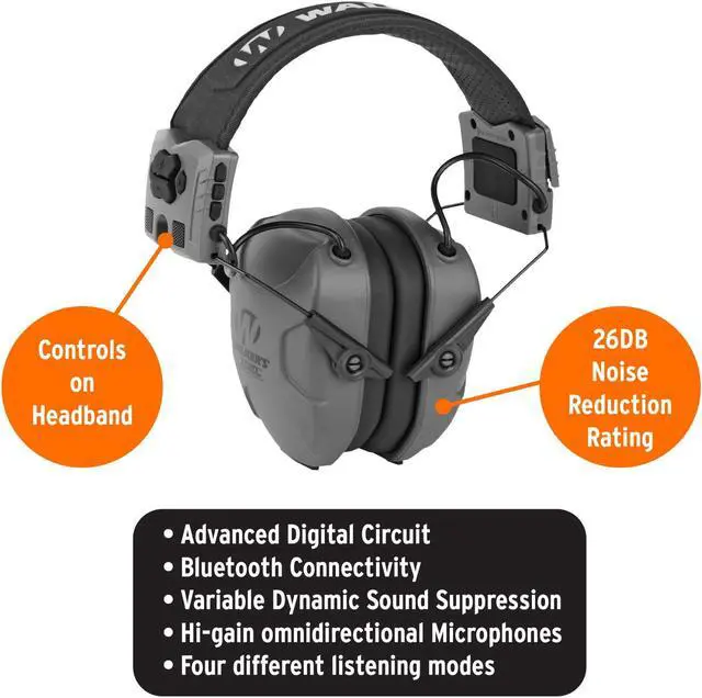 Alt view image 2 of 7 - Walker's XCEL 500BT Digital Electronic Muff And Protective Case Bundle